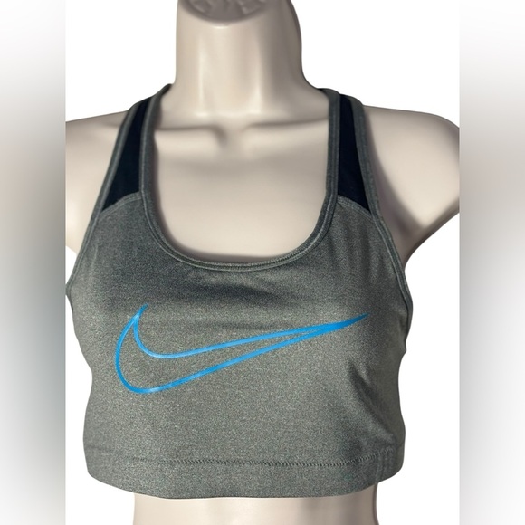Nike Dri-Fit Grey Gray Baby Blue Women’s Racerback Sports Bra - Size Medium - Picture 3 of 9
